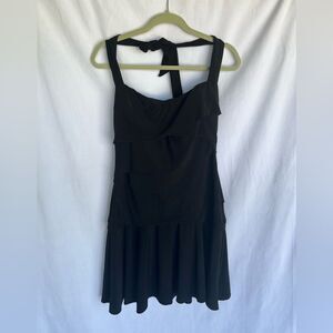 White House black market Black halter evening dress Ruffle dress size 12